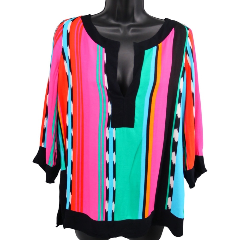Ella Moss Colorful Striped Tunic Top‎ Womens S NWT Bright Boho Blouse